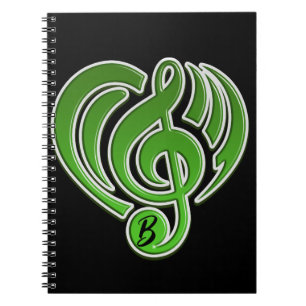 Caderno Espiral Vibrações Amor Musical Verde Nota Musical DJ