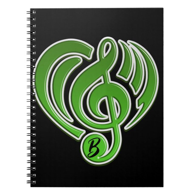 Caderno Espiral Vibrações Amor Musical Verde Nota Musical DJ (Frente)