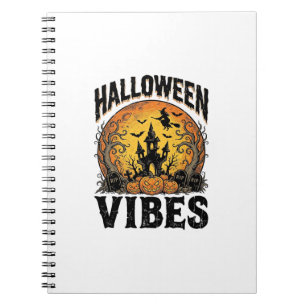 Caderno Espiral Vibrações de Halloween Camisa Vintage Assombrada d