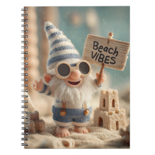 Caderno Espiral "Vibrações de Praia" Gnomo de Jardim de Verão