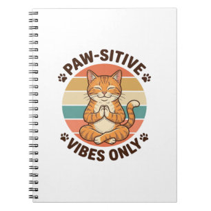 Caderno Espiral Vibrações Positivas Apenas Gato Meditando Design R