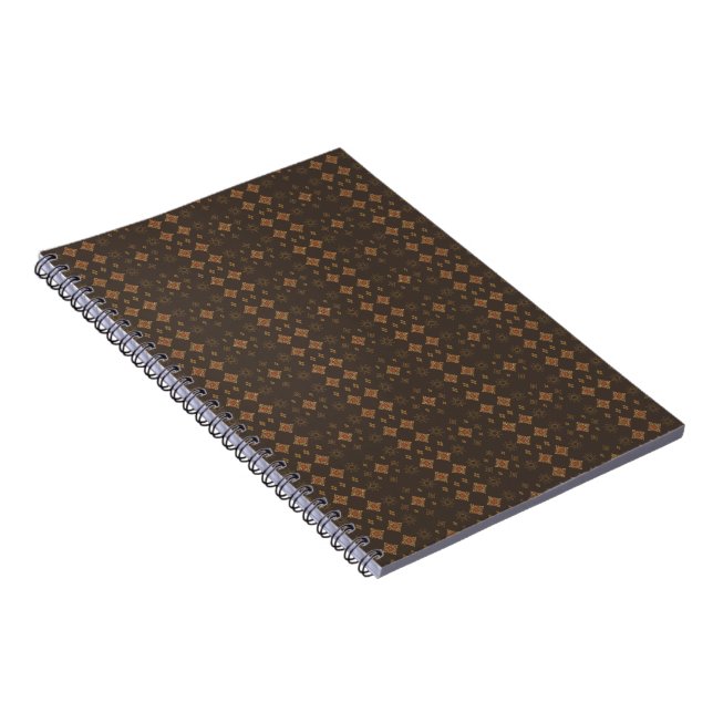 Caderno Espiral Vibrações Retro Marrom e Dourado (Lado Direito)