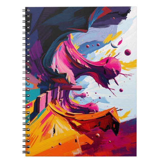 Caderno Espiral Vibrant Abstract Fantasy Landscape (Frente)