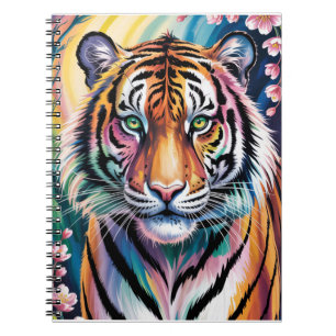 Caderno Espiral Vibrant Fantasy Tiger Portrait   Exótico