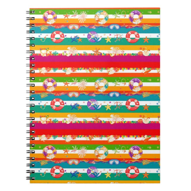 Caderno Espiral Vibrant Summer Beach Themed Design (Frente)