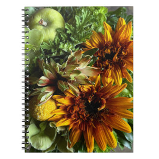 Caderno Espiral Vibrant Sunflower and Alstroemeria Bouquet Noteboo