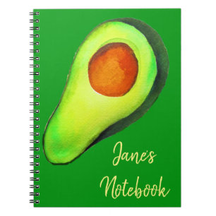 Caderno Espiral Viciado em abacate verde arte fofa