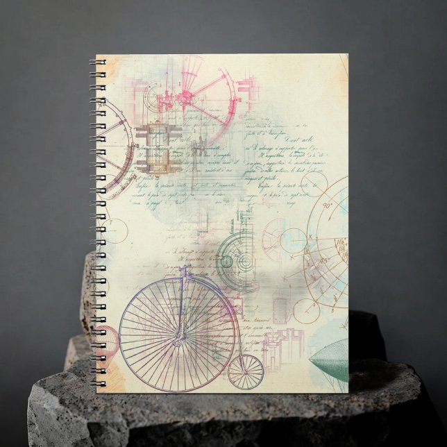Caderno Espiral Victorian Steampunk | Grunge de Aquarela Pastel (Criador carregado)