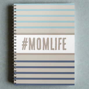 Caderno Espiral Vida de mãe azul turquesa e bege