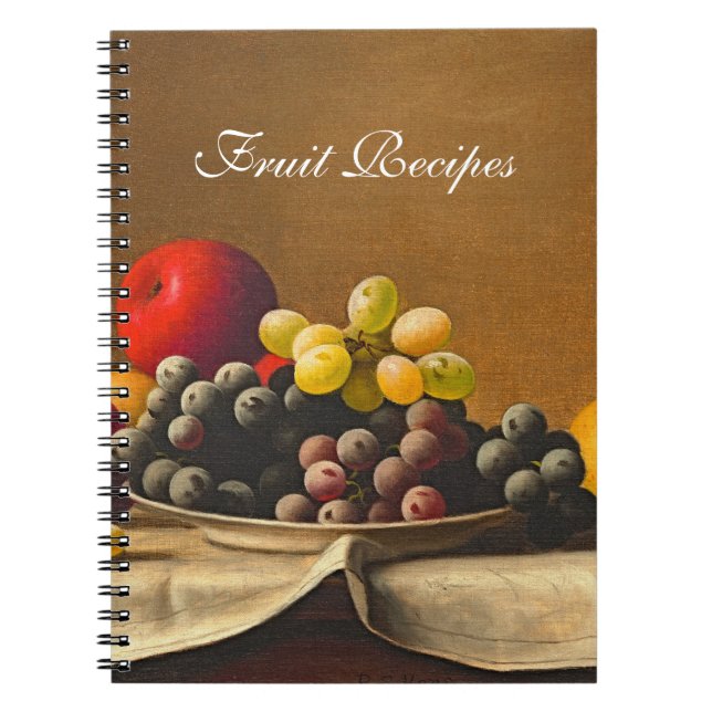 Caderno Espiral Vida Estática, Maçãs, Uvas, Receitas De Fruta (Frente)