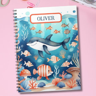 Caderno Espiral Vida Marinha Fofa Sob o Mar