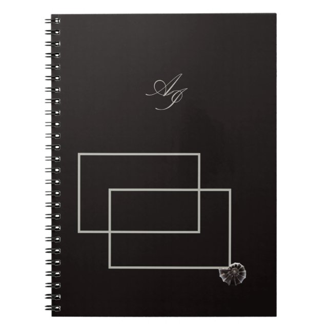 Caderno Espiral Vida marinha japonesa monocromo neutro em bege lit (Frente)