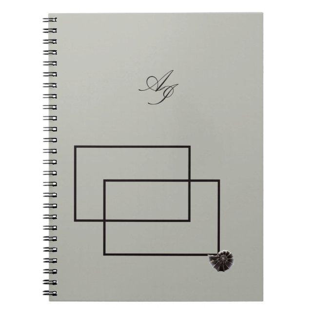 Caderno Espiral Vida marinha japonesa monocromo neutro em bege lit (Frente)