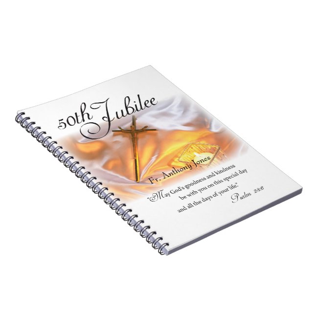 Caderno Espiral Vida Religiosa Jubilar ouro, Velas Cruzadas (Lado Direito)