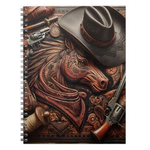 Caderno Espiral Vida Selvagem Ocidental: Chapéu de Cowboy, Arma e 