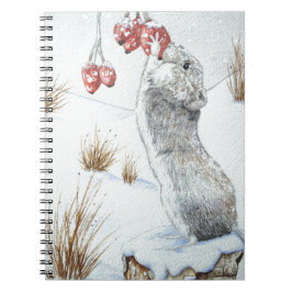 Caderno Espiral Vida selvagem sazonal de cena de neve de rato