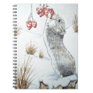 Caderno Espiral Vida selvagem sazonal de cena de neve de rato