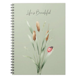 Caderno Espiral Vida Verde é Bela Cattails Joaninha