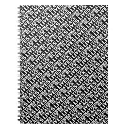 Caderno Espiral Vidas Negras Importam o padrão de tipografia branc