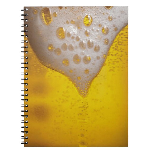 Caderno Espiral Vidro de cerveja com bolhas e espuma (Frente)
