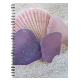 Caderno Espiral Vidro do mar rosa e roxo - notebook