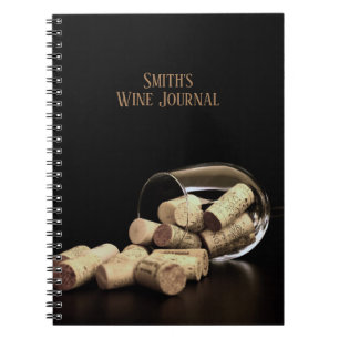 Caderno Espiral Vidro e rolha/Diário de vinho personalizado