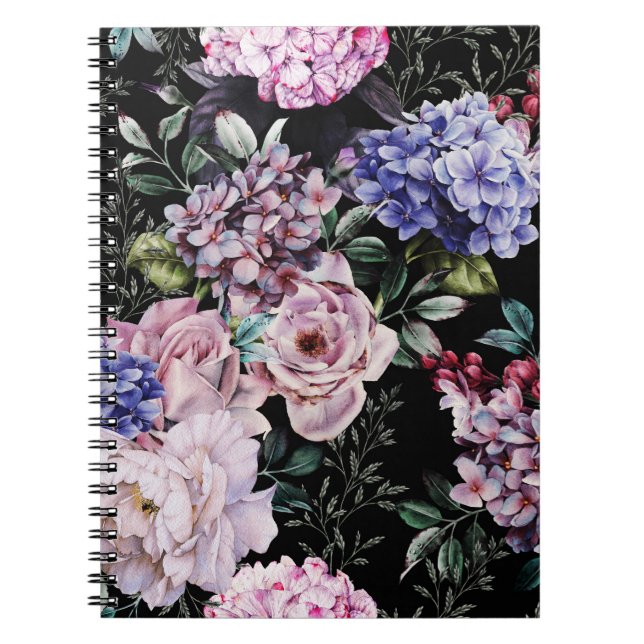 Caderno Espiral Vidro Floral Escuro Design (Frente)