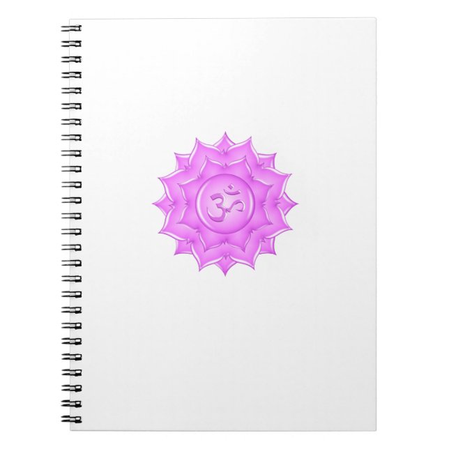 Caderno Espiral Vidro rosa Lótus Flor Om - Desenho (Frente)