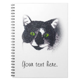 Caderno Espiral Vignette of Tuxedo Cat Face Photo Notebook