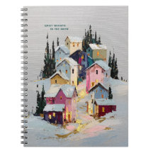 Vila de Inverno Colorida Impasto Neve