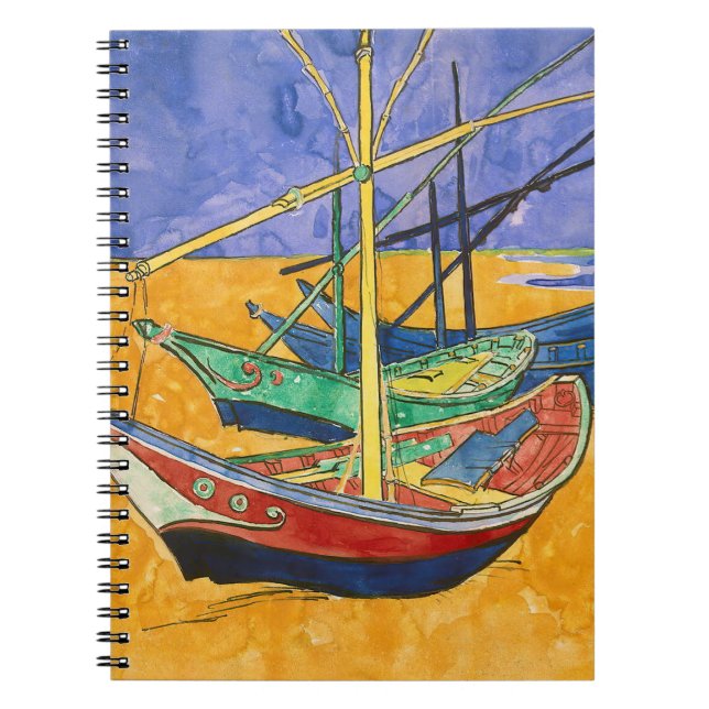 Caderno Espiral Vincent van Gogh - Barcos de Pesca na Praia (Frente)