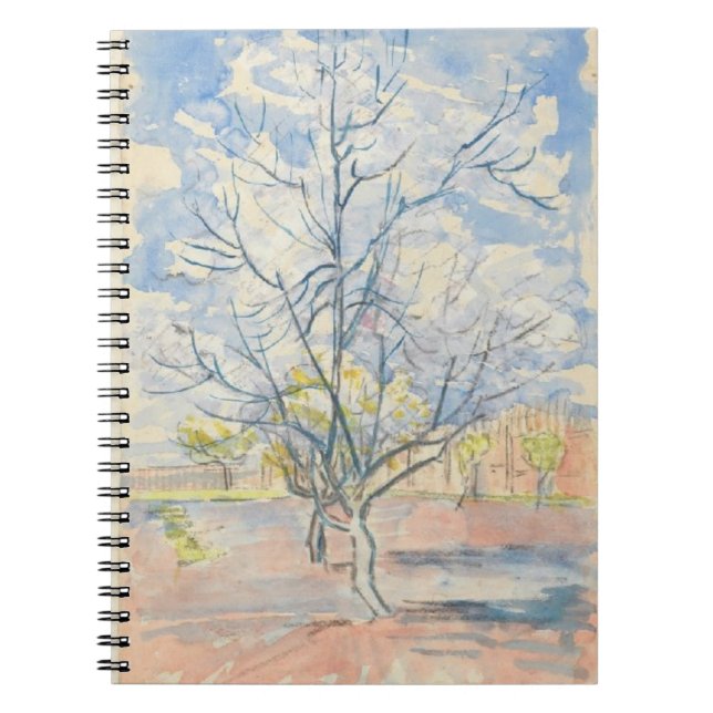 Caderno Espiral Vincent van Gogh Blossoming Peach Trees 1888 (Frente)
