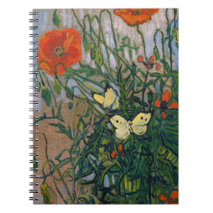 Caderno Espiral Vincent van Gogh - Borboletas e Papoulas