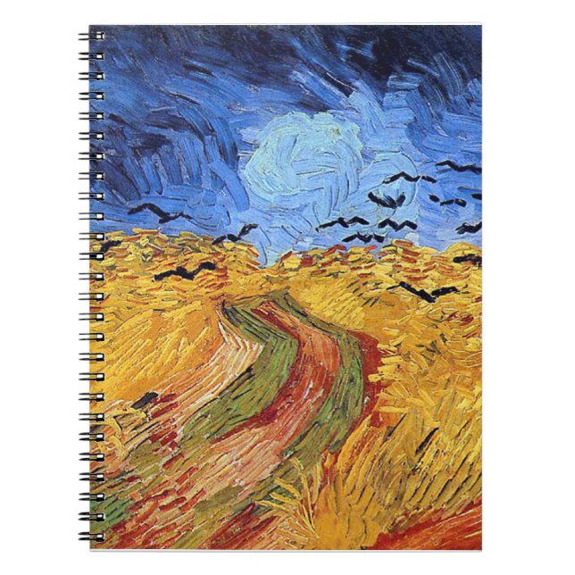 Caderno Espiral Vincent Van Gogh - Campo de trigo com Corvos Negro (Frente)