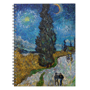 Caderno Espiral Vincent van Gogh - Estrada com Cipreste e Estrela