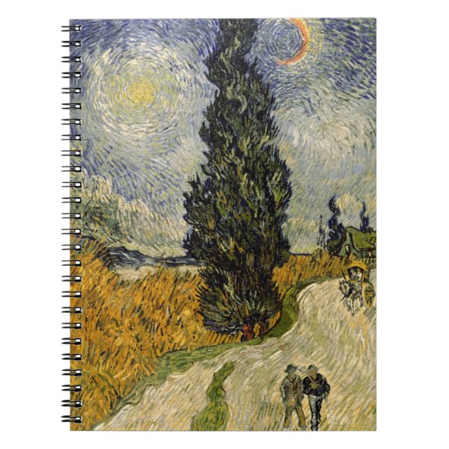 Caderno Espiral Vincent van Gogh| Estrada com Ciprestes, 1890 (Frente)