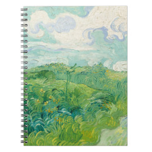 Caderno Espiral Vincent Van Gogh pintura Campo de trigo verde 