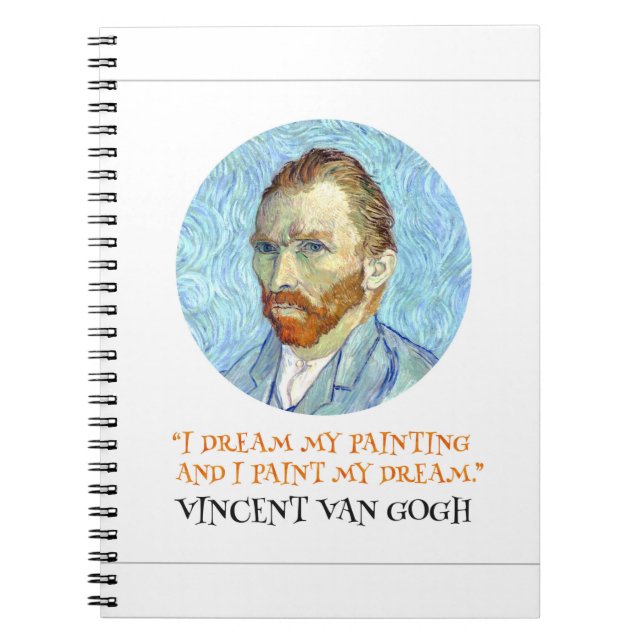 Caderno Espiral Vincent Van Gogh Retrato com Citação (Frente)