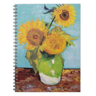 Caderno Espiral Vincent Van Gogh - Três girassóis em um vaso