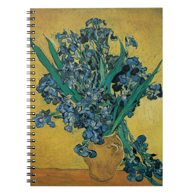 Caderno Espiral Vincent van Gogh - Vaso com Íris Fundo Amarelo (Frente)