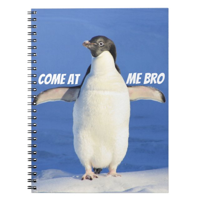 Caderno Espiral Vindo em mim pinguim engraçado de Bro Meme (Frente)