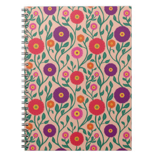 Caderno Espiral Vinha Flor de Meados do Século Grinalda de Jardi