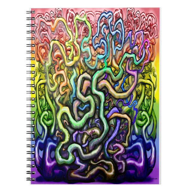Caderno Espiral Vinhas Arco-Íris Torcidas Intertecidas (Frente)