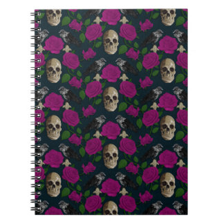 Caderno Espiral Vinhas Rosa de Grãos Góticos Escuros Raven Cor-de-