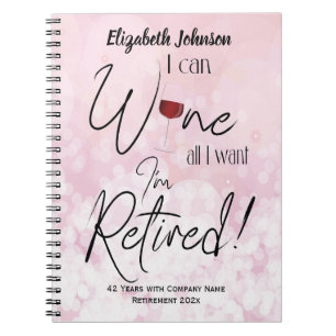 Caderno Espiral Vinho De Aposentação Personalizado Engraçado