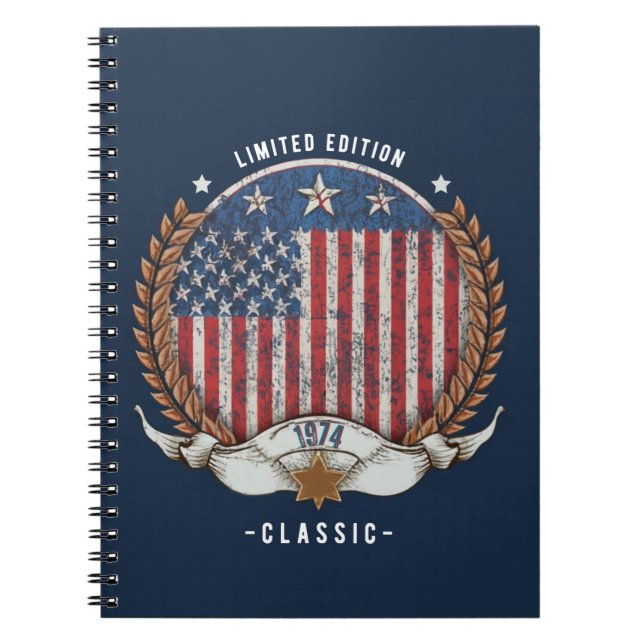 Caderno Espiral Vintage 1974 American Flag (Frente)