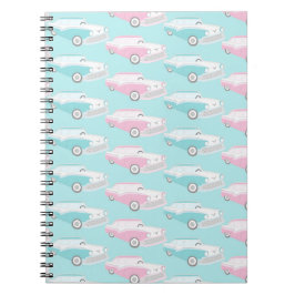 Caderno Espiral Vintage 50s Car Print Pattern Design Notebook
