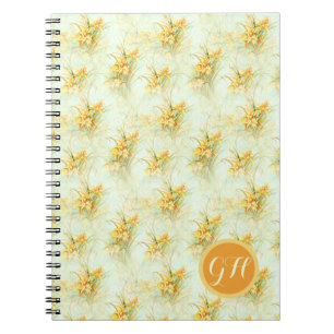 Caderno Espiral Vintage Amarelo Daffodil Flor