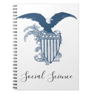 Caderno Espiral Vintage American Bald Eagle Stars Strips Shield