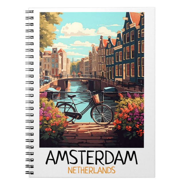 Caderno Espiral Vintage Amsterdam - Países Baixos Painting (Frente)